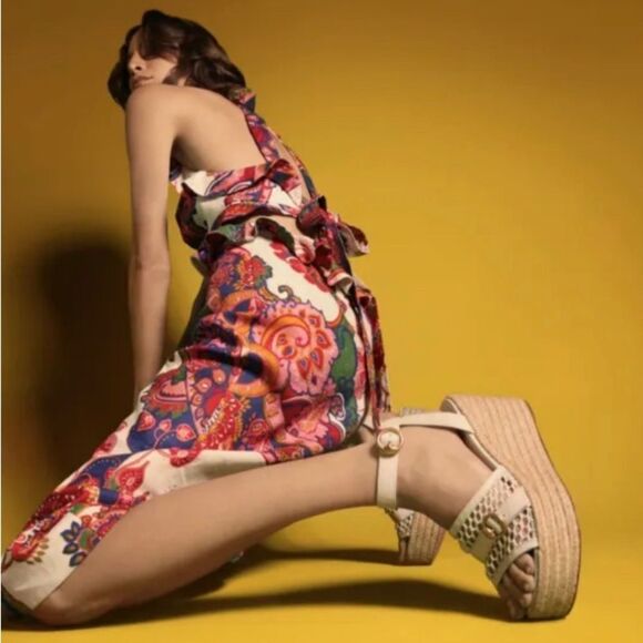 Gianvito Rossi Solana Buckle Napa wedge white leather platform wedge sandals - Picture 2 of 15